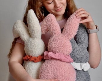 Plush Bunny Toy | Rabbit Decor | 25 Types Of Scarfs | Handmade Fabric Plush Bunnies | Bunny Soft Toys | Cute Fluffy Huggable Rabbit Doll |