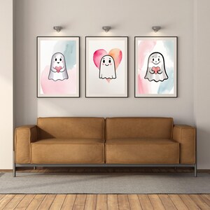 Impresión de corazón fantasma: decoración romántica y colorida para la habitación