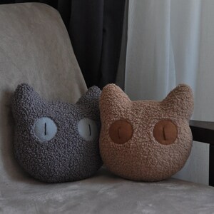 Plush Cat Head Pillow - Fun, Creepy Decor | Black Cat Decor | Cat Doll | Cat Lover Gift | Car Pillow | Gift for Cat Lovers | image 9
