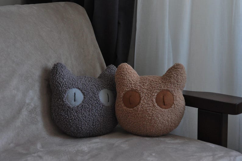 Plush Cat Head Pillow - Fun, Creepy Decor | Black Cat Decor | Cat Doll | Cat Lover Gift | Car Pillow | Gift for Cat Lovers | image 9