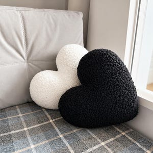 Personalised Luxury Black Frilled Heart Cushion Black Decor Heart