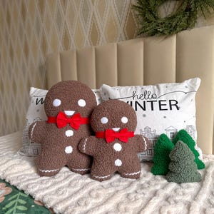 Gingerbread Man Christmas Pillow - Christmas Decor | Cookie Pillow | Soft Holiday Cushion | Gingerbread Doll with Bow Tie | Christmas Gift | image 12