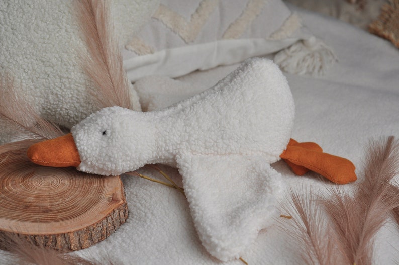 Handmade Goose Plush Sleep Toy for Baby Goose Doll Duck Soft Toy Goose Plush Baby Shower Gift Soft Lovey Sleep Toys image 1