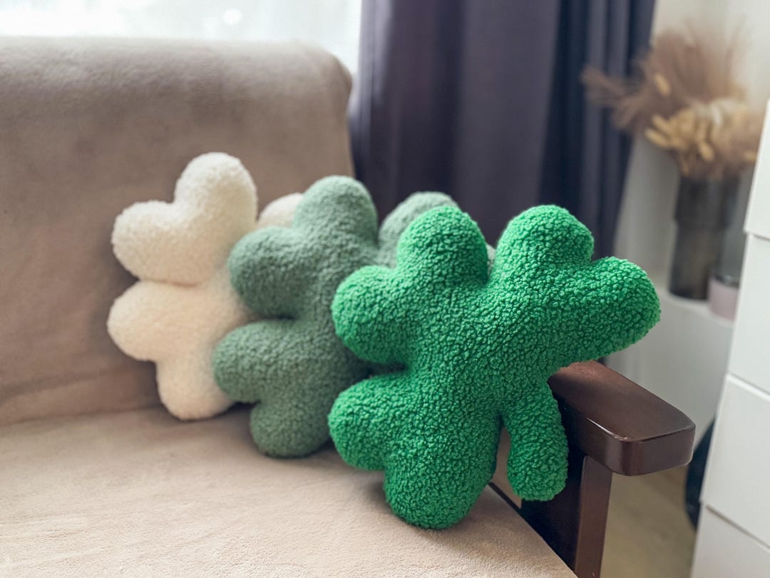 Green Shamrock Pillow Green Decor 3 Leaf Clover Pillow Irish Green Shamrock Pillow Green Decor 3 Leaf Clover Pillow Irish