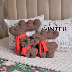 Christmas Reindeer with Scarf - Christmas Decor | Holiday Throw Pillow | Winter Decoration | Christmas Pillow | Xmas Pillow | Secret Santa | image 3