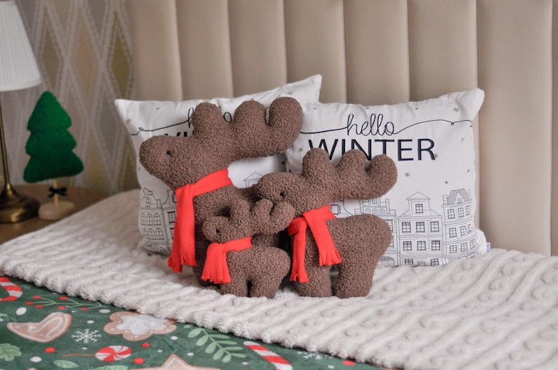 Christmas Reindeer with Scarf - Christmas Decor | Holiday Throw Pillow | Winter Decoration | Christmas Pillow | Xmas Pillow | Secret Santa | image 3