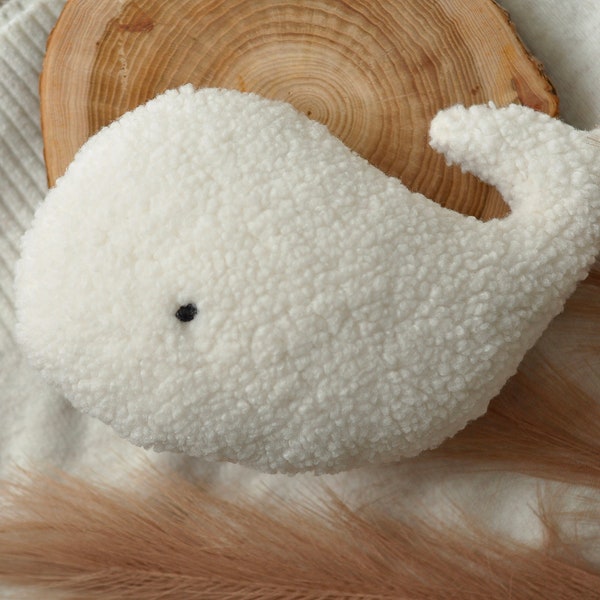Handmade Whale Toy | Plush Whale | Cuddle Soft Toy | Baby Room Decoration | Ocean Sea Toy | Ocean Animals | White Whale | Baby Sleeping Toys