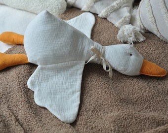 Handmade Cotton Goose | Sleeping Toys | Baby Shower Gift | Goose Lovey | New Baby Gift | Soft Snuggler Toy | Newborn Comforter | Toddler Toy