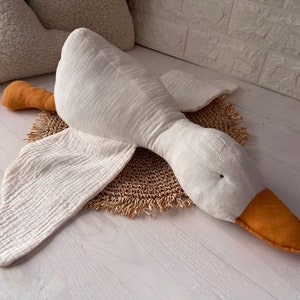Handmade Goose Plush | Baby Comforter Toy | Duck Soft Toy | Goose Plush | Baby Shower Gift | Soft Lovey | Sleep Toys | Organic Cotton Duck |