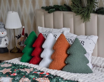 Green Christmas Tree Pillow - Christmas Decor | Holiday Winter Tree Pillow | Christmas Throw Pillow | Xmas Pillow | Secret Santa Gift |