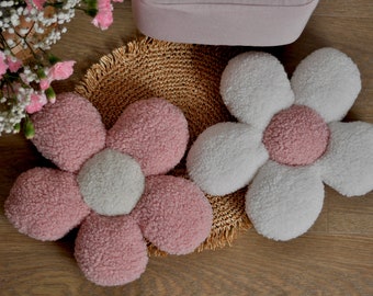 Cuscino a forma di fiore margherita / Cuscini floreali Teddy Boucle / Arredamento asilo nido primavera margherita / Cuscino decorativo morbido / Cuscino carino per bambini /