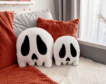 Halloween-dödskalleplysch - Halloweendekor | Spöklik dödskallekuddset, mjuk dödskalle | Gotisk bu-present | Halloweenpresent | "Skriket"-dödskalle |