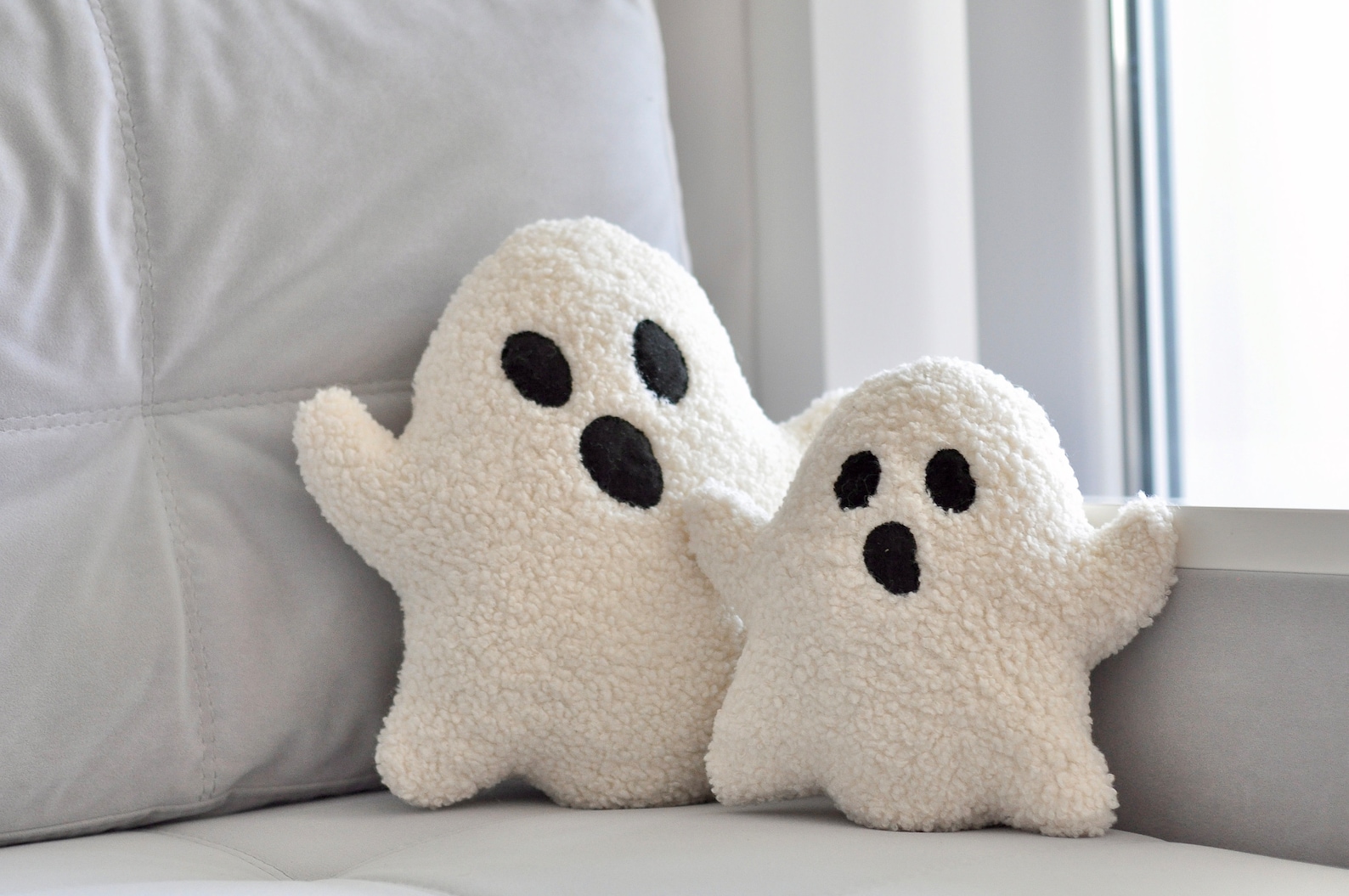 Image of Halloween Cute Boucle Ghost Pillow