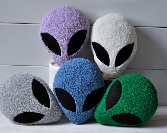 Alien Head Pillow | Soft Plush Toy | Space Nursery Decor | Sci-Fi Room Decor | Space Theme | Space Pillow | Halloween Gift | Halloween Decor