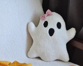 Ghost Pillow - Spooky Decor | Ghost Toy | Plush Girl Ghost | Sherpa Girl Ghost Pillow | Halloween Holidey Pillows  | Funny Spooky Cozy Ghost