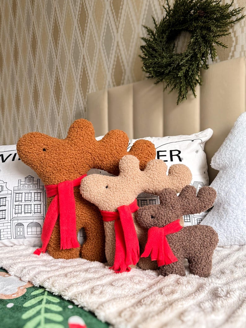 Christmas Reindeer with Scarf - Christmas Decor | Holiday Throw Pillow | Winter Decoration | Christmas Pillow | Xmas Pillow | Secret Santa | image 1