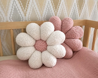Flower Shaped Pillow - Kids Room Decor | 24 Color Mix | Chamomile Pillow | Boucle Decorative Pillow | Kids Room Decor |