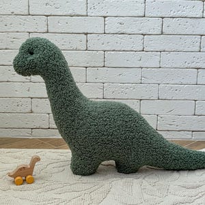 Dinosaur Plush Toy, Brontosaurus Stuffed Animal, Teddy Boucle Dino Pillow, Dinosaur Nursery Decor, Baby Shower Gift for Boy or Girl