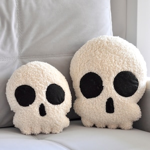 Plush Sherpa Skull Pillow - Halloween Pillows | Skeleton Pillow | Halloween Decor | Halloween Gift | Scary Gothic Love Gift | Holiday Pillow