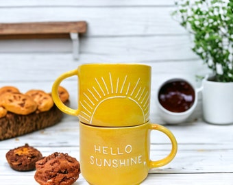 Hello Sunshine Mug - Handmade Ceramic Coffee Cup