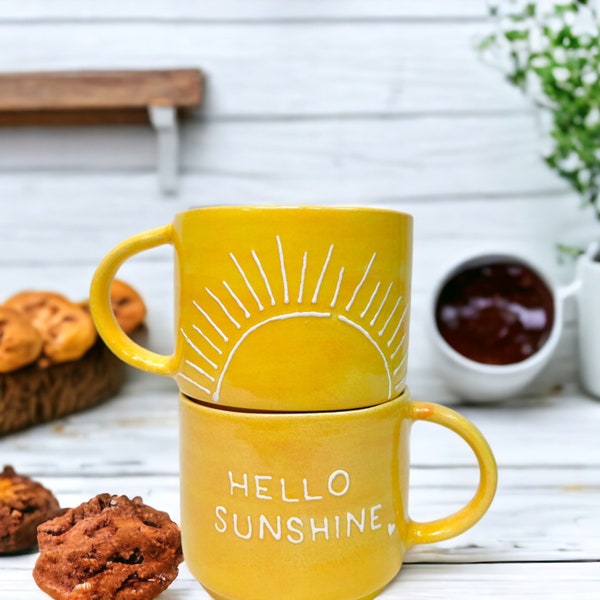 Hello Sunshine Mug - Handmade Ceramic Coffee Cup