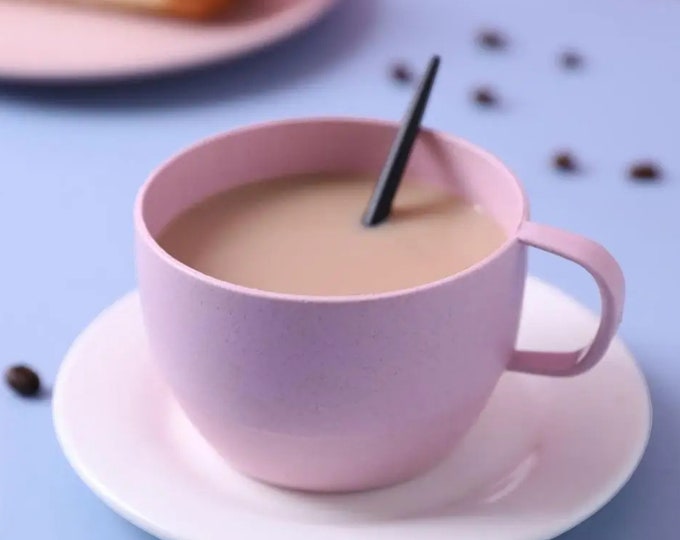Leichte Weizenstroh-Kaffeetasse mit Griff - umweltfreundliches und wiederverwendbares Trinkgeschirr