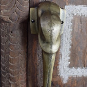 Antique Cast Iron Ganesha Door Handle Set: Rustic Entry Decor