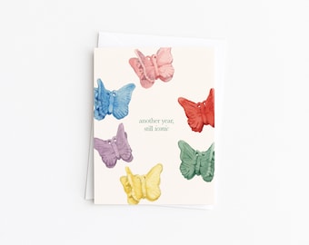 Another Year Still Iconic Birthday Card | 90s Butterfly Hair Clips Greeting Card | Funny Millennial Card