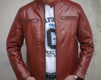 Mens Western Jackets, Genuine Best Quality Brown Leather Jacket Men, Gift for Him