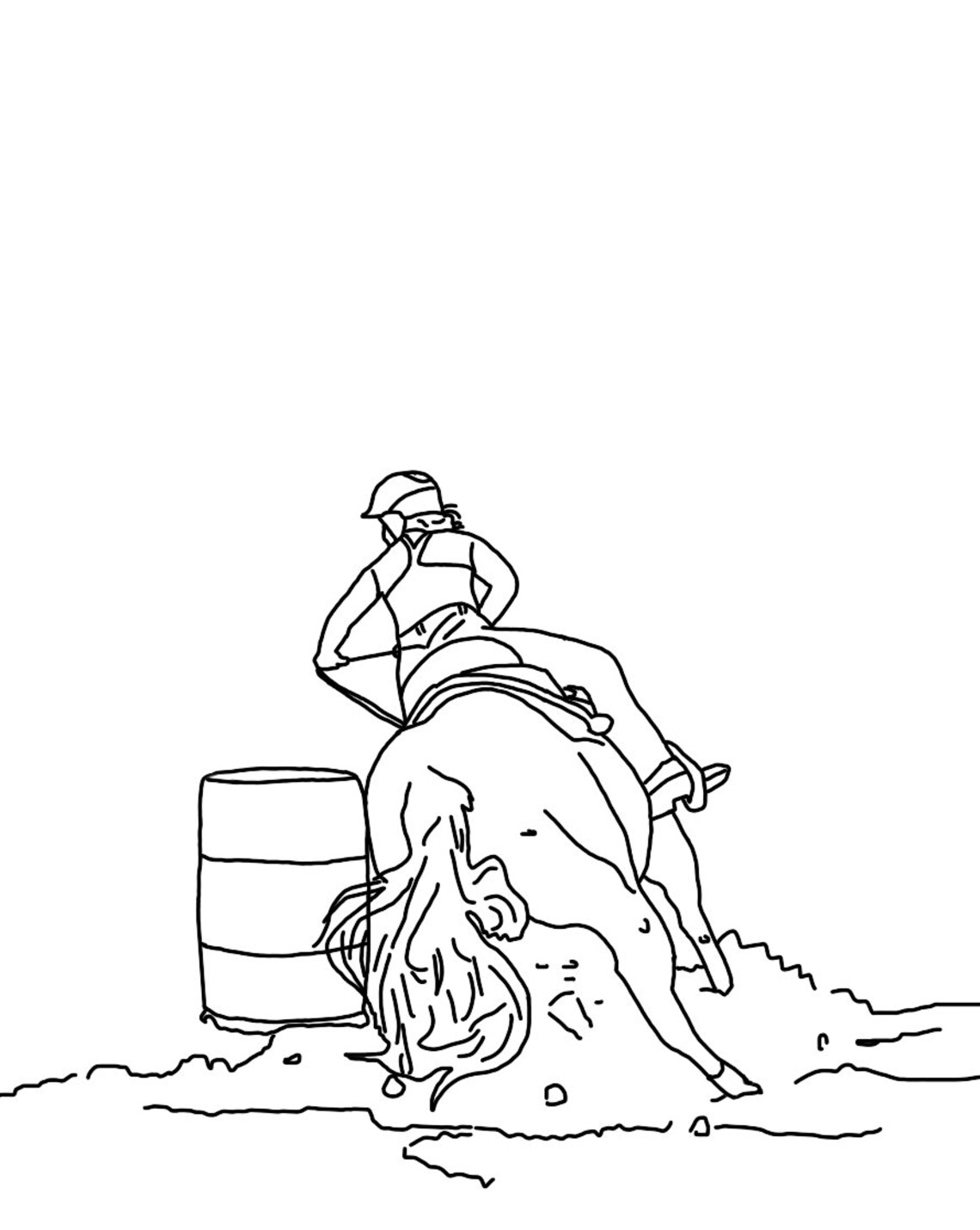 Barrel Racing, Rodeo Events Custom Line Drawing - Etsy