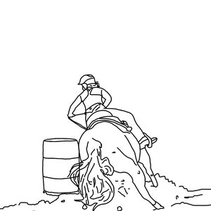 Barrel Racing, Rodeo Events Custom Line Drawing - Etsy