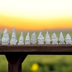 Cement Gnome Set: Miniature Garden Decor, Indoor Outdoor Gnomes (12 Piece)