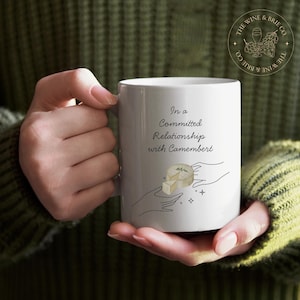 In a Committed Relationship with Camembert Mug | Funny Cheese Lover Gift | Personalized Foodie Mug for Valentine’s, Birthday, or Christmas