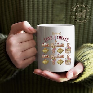 Verbreiten Sie Liebe & Käse-Tasse, lustiges Käse-Liebhaber-Geschenk für Mütter, Freunde, Männer und Frauen, personalisierte Kaffee- oder Teetasse, Geburtstag, Weihnachtsgeschenk