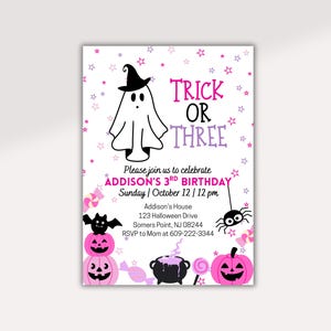 Editable Trick or Three Birthday Invitation Template (Digital Download)