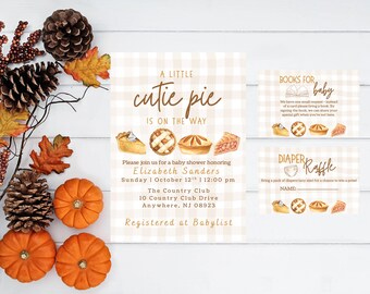 Editable A Little Cutie Pie Baby Shower Invitation Template (Digital Download)
