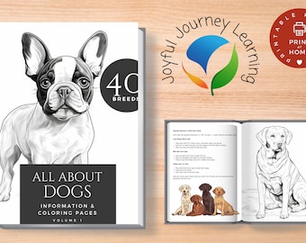 Alles über Hundefarben und Informationen | Hunderasse Malbuch | Herunterladbares Malbuch für Kinder | Malbuch mit Hundemotiven