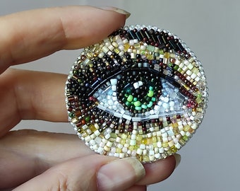 Brooch Eye Brooch green eye Emerald eye Green brooch Brooch against the evil eye Brooch for good luck Brooch for protection Brooch for women