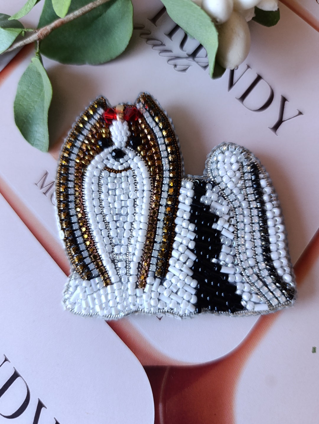 Breeding Pin Beaded Biewer Yorkie Brooch: Rhinestone Dog Breed Pin & Number Holder ...