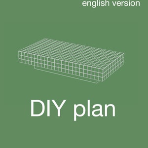 Op de afbeelding: Een lijntekening van een doe-het-zelf salontafelplan met de tekst "MT03 english version" en "DIY plan".