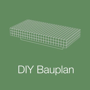 Op de afbeelding: Een witte lijntekening van een DIY-koffietafelontwerp met het label "MT03 DIY Bauplan".