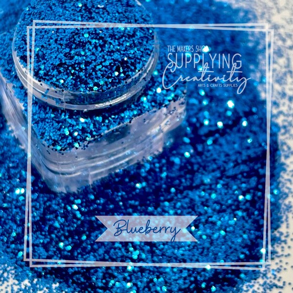 Blueberry, Extra Fine Craft Glitter, Bright, medium blue shade with Beautiful Dimension