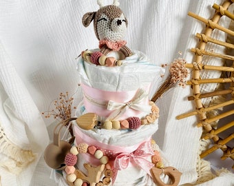 Windeltorte, Windeltorte Mädchen, Baby Geschenk, Baby Party Geschenk, Geschenk zur Geburt, 46 Windeln, Windeltorte Mädchen