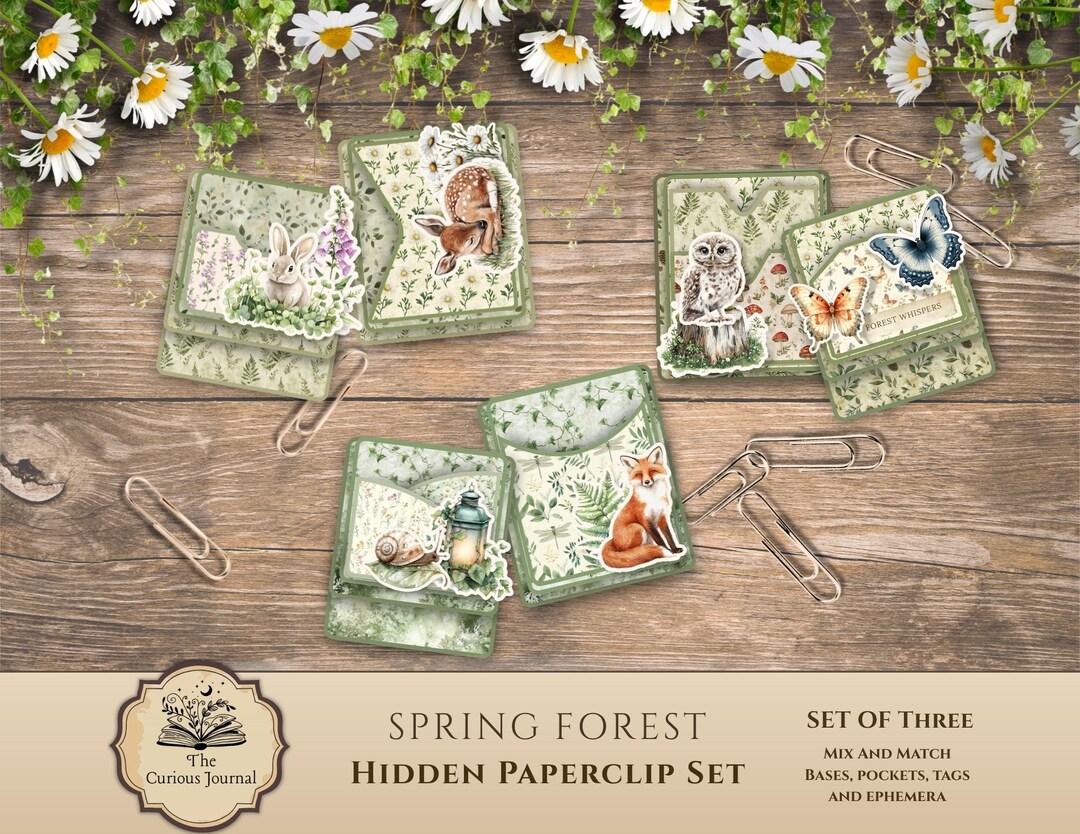 Forest Junk Journal Hidden Paperclip Kit, Printable Woodland Ephemera ...