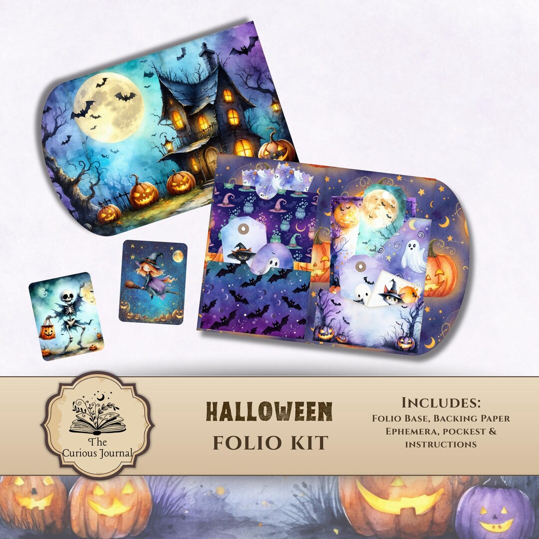 Halloween Folio Pocket Kit – Printable Spooky Junk Journal Ephemera ...