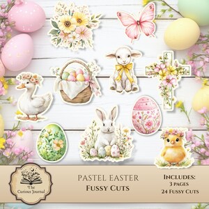 Pastel Easter Fussy Cuts Printable-Spring Junk Journal Ephemera, Scrapbooking Supplies