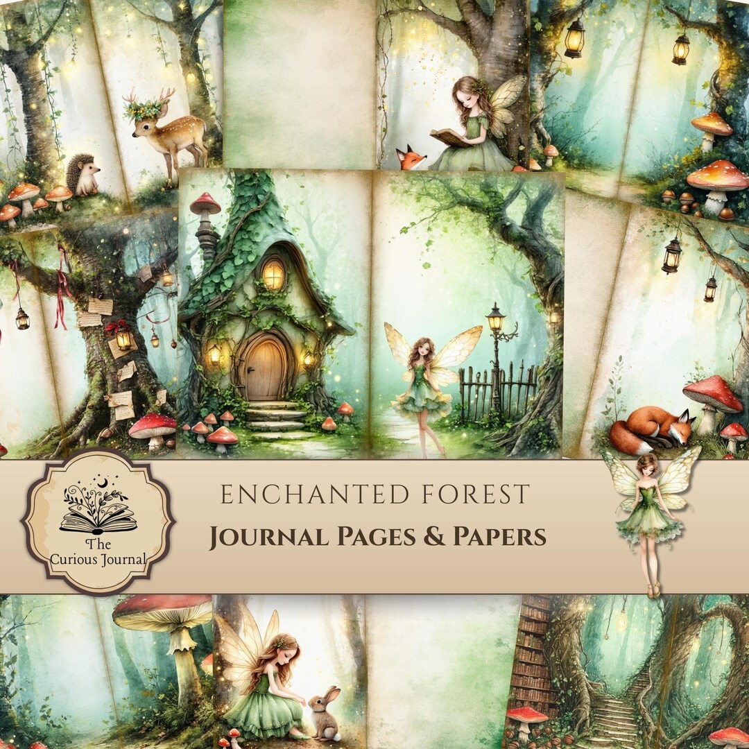 Enchanted Forest Junk Journal Pages, Woodland Fairy Ephemera, Woodland ...