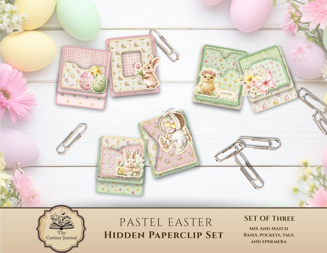 Pastel Easter Hidden Paperclip Set, Bunny Junk Journal Clips, Spring ...