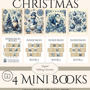 Printable Christmas Dollhouse Miniature Books: DIY Paper Craft (JPG), Junk Journal Kit, Mini Library