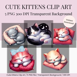 Cute Kittens Clipart: Playful Cartoon Cat PNG Set for Crafts & Shirts
